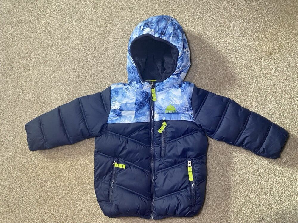 Snozu Toddler Boys Puffer Jacket Blue Mountain Print Fleece Lined Size 3T